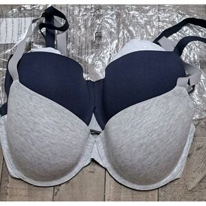 Amazon Essentials 36D Bra Set 2 Pack Gray Navy Convertible Strap New With Tags